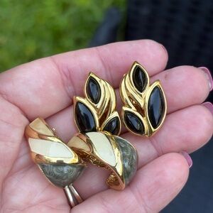 Two Pair Vintage Trifari Clip On Earrings